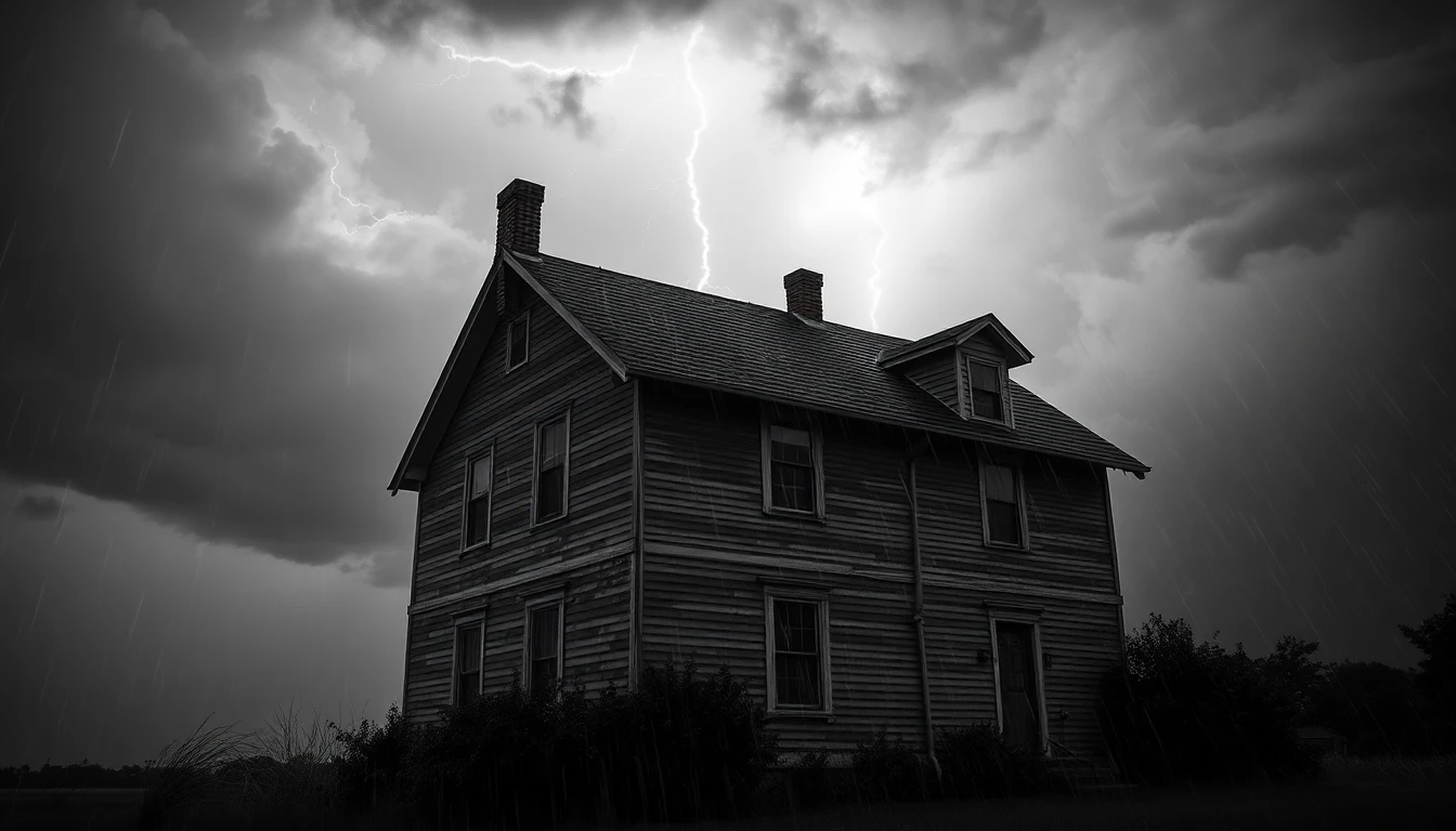 Ominous house during a thunderstorm
